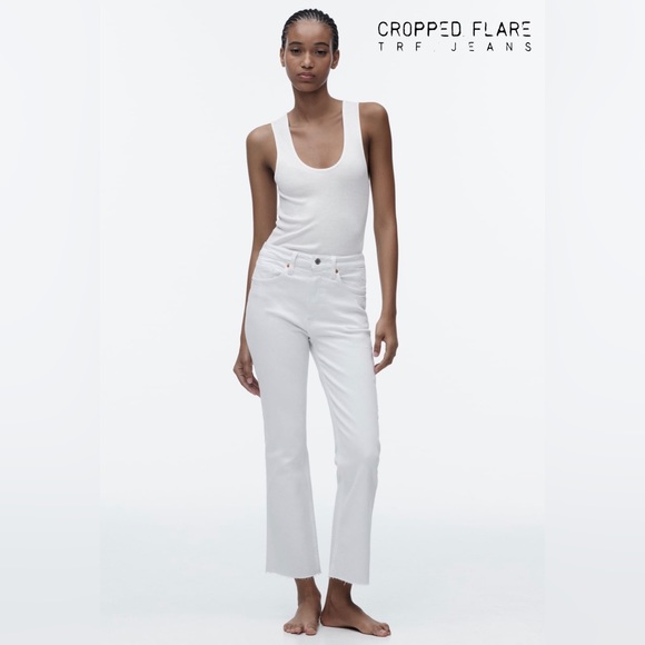Cropped flared white denim - Picture 1 of 2